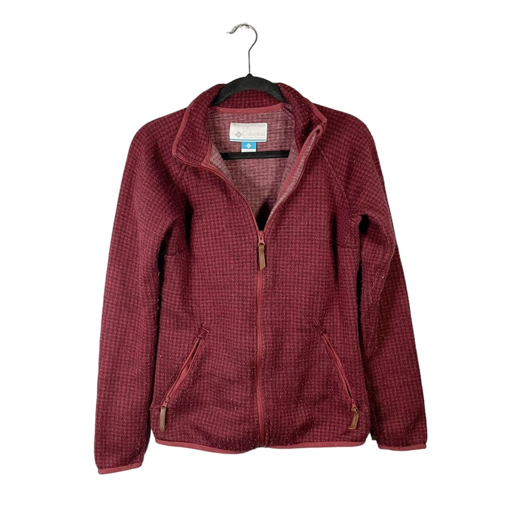 Columbia Plaid Knit Full Zip Up Jacket Sweatshirt Size Medium Outerwear Casual